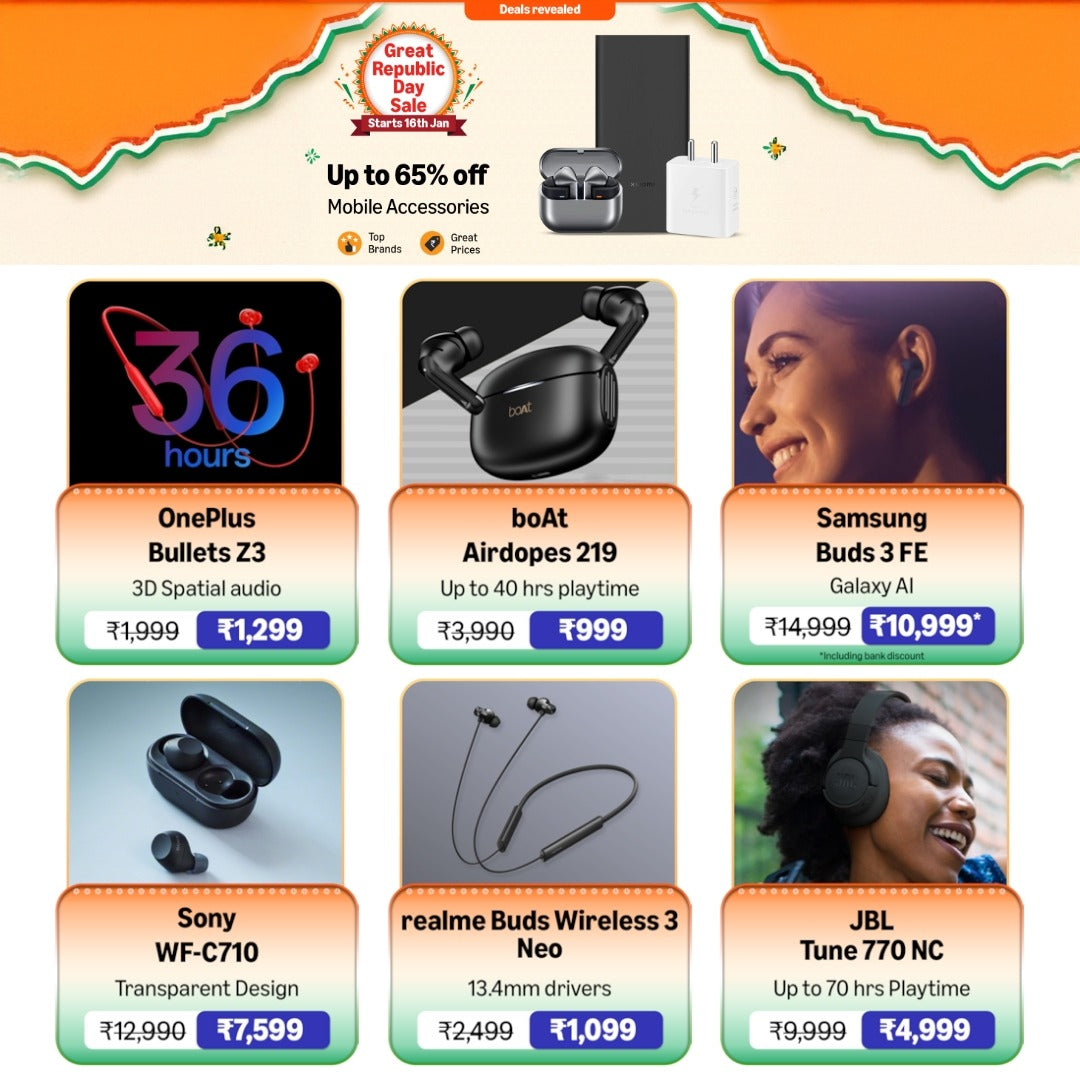 🎧 Mobile Accessories  ⚡ Up to 65% OFF on top brands