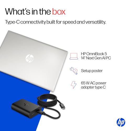 HP Omnibook 5 OLED, Snapdragon X Processor (16GB LPDDR5x,1TB SSD) 2K OLED, Micro-Edge, 16''/40.6cm, Win11, M365*Office24, Glacier Silver, 1.59kg, fb0001QU, FHD Camera, Backlit, Next-Gen AI Laptop