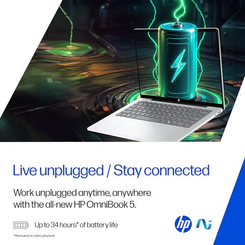 HP Omnibook 5 OLED, Snapdragon X Processor (16GB LPDDR5x,1TB SSD) 2K OLED, Micro-Edge, 16''/40.6cm, Win11, M365*Office24, Glacier Silver, 1.59kg, fb0001QU, FHD Camera, Backlit, Next-Gen AI Laptop