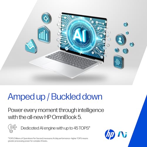 HP Omnibook 5 OLED, Snapdragon X Processor (16GB LPDDR5x,1TB SSD) 2K OLED, Micro-Edge, 16''/40.6cm, Win11, M365*Office24, Glacier Silver, 1.59kg, fb0001QU, FHD Camera, Backlit, Next-Gen AI Laptop