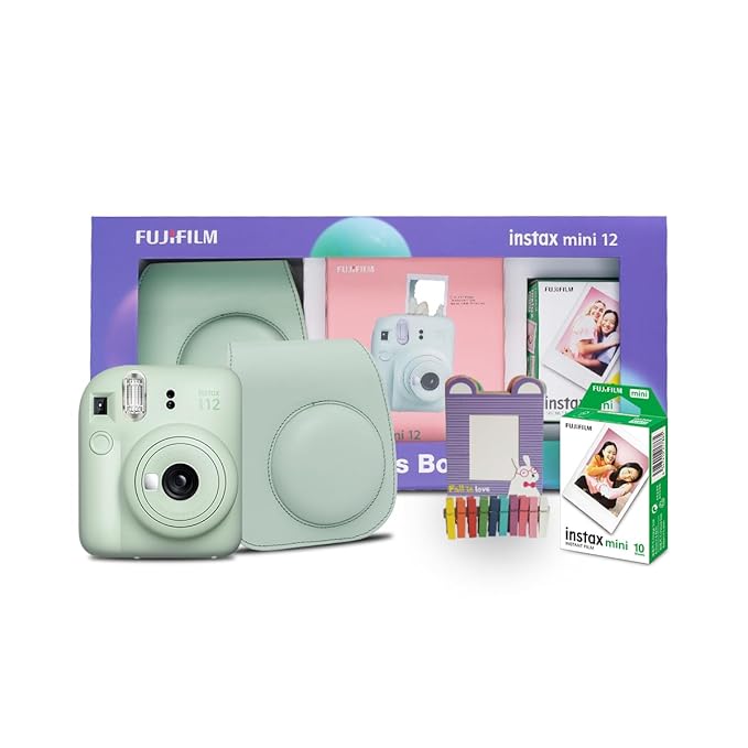 Fujifilm Instax Mini 12 Instant Camera Moments Box | Includes 20 Shots | Green
