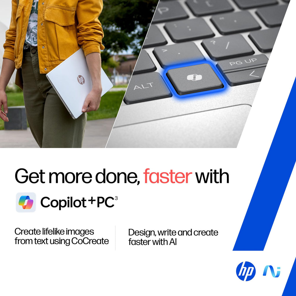 HP Omnibook 5 OLED, Snapdragon X Processor (16GB LPDDR5x,1TB SSD) 2K OLED, Micro-Edge, 16''/40.6cm, Win11, M365*Office24, Glacier Silver, 1.59kg, fb0001QU, FHD Camera, Backlit, Next-Gen AI Laptop