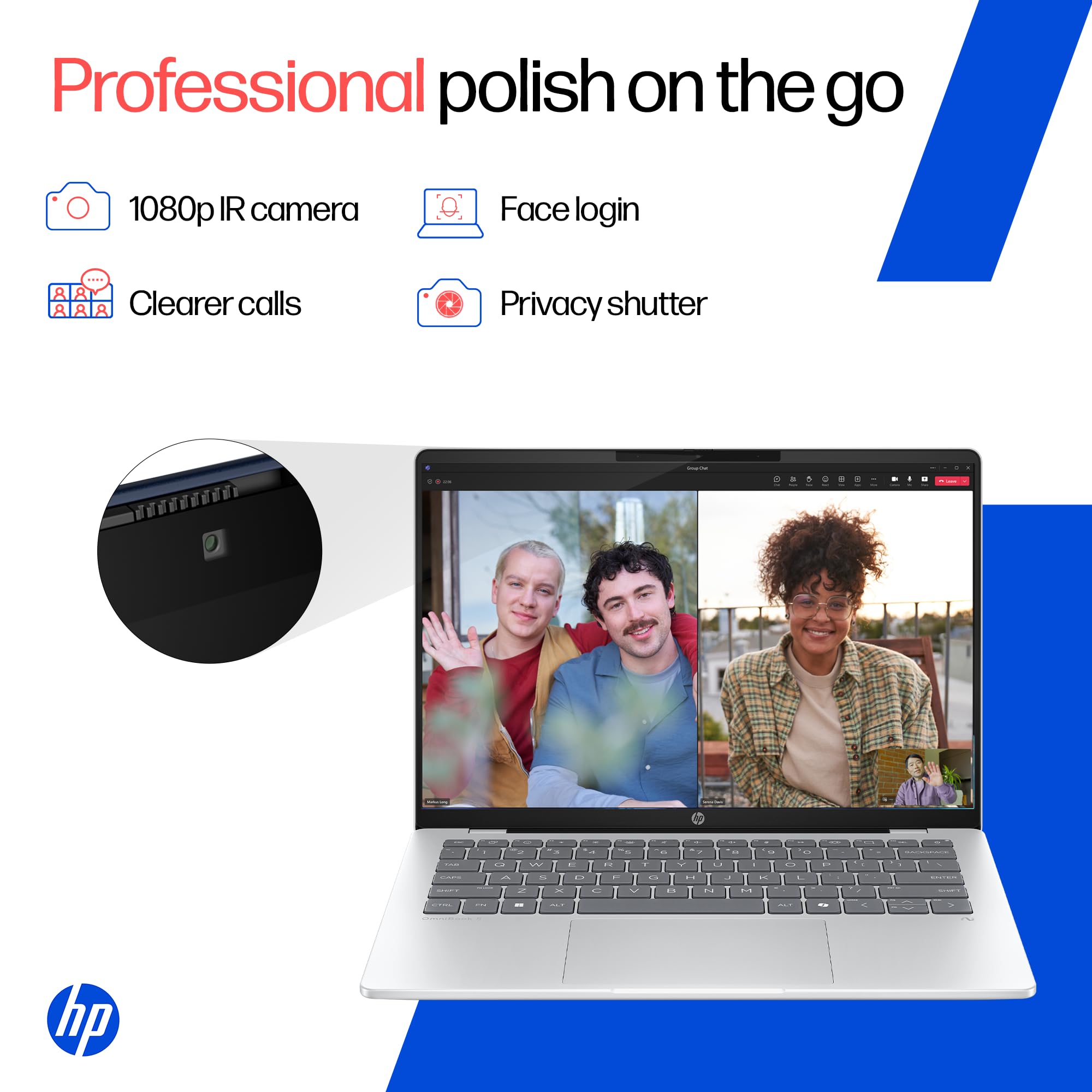 HP Omnibook 5 OLED, Snapdragon X Processor (16GB LPDDR5x,1TB SSD) 2K OLED, Micro-Edge, 16''/40.6cm, Win11, M365*Office24, Glacier Silver, 1.59kg, fb0001QU, FHD Camera, Backlit, Next-Gen AI Laptop