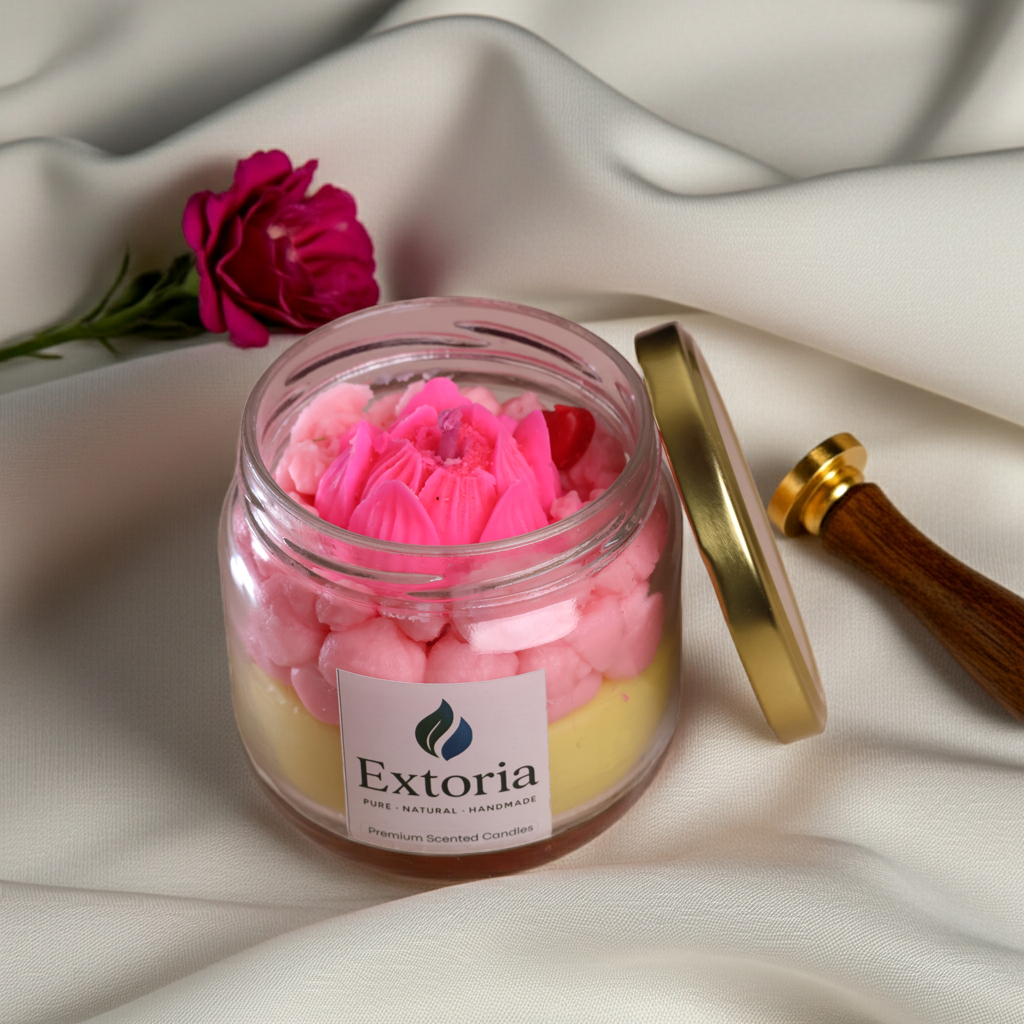 Extoria Handmade Premium Scented Candle - 300ml & Lid (Pack of 2 Candles)