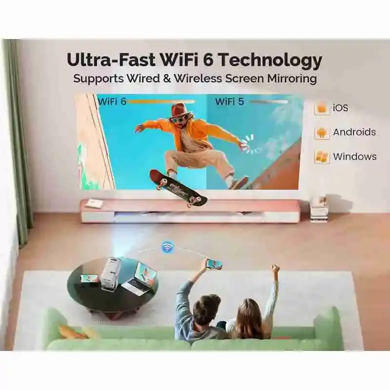 WiFi 6 screen mirroring projector